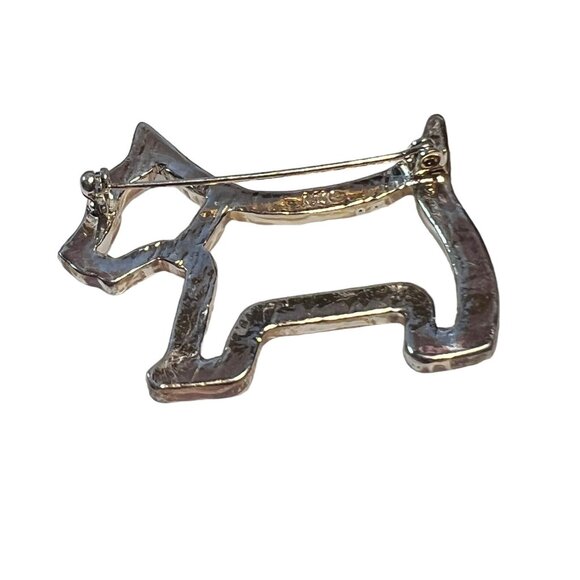 Vintage AAI Dog Brooch Scottish Terrier Silvertone Rhinestone Collar Figural Pin - Picture 2 of 8